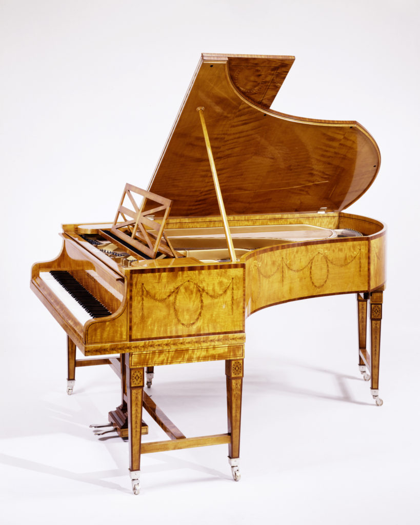 C. Bechstein Grand Piano Satinwood Marquetry Sheraton Style