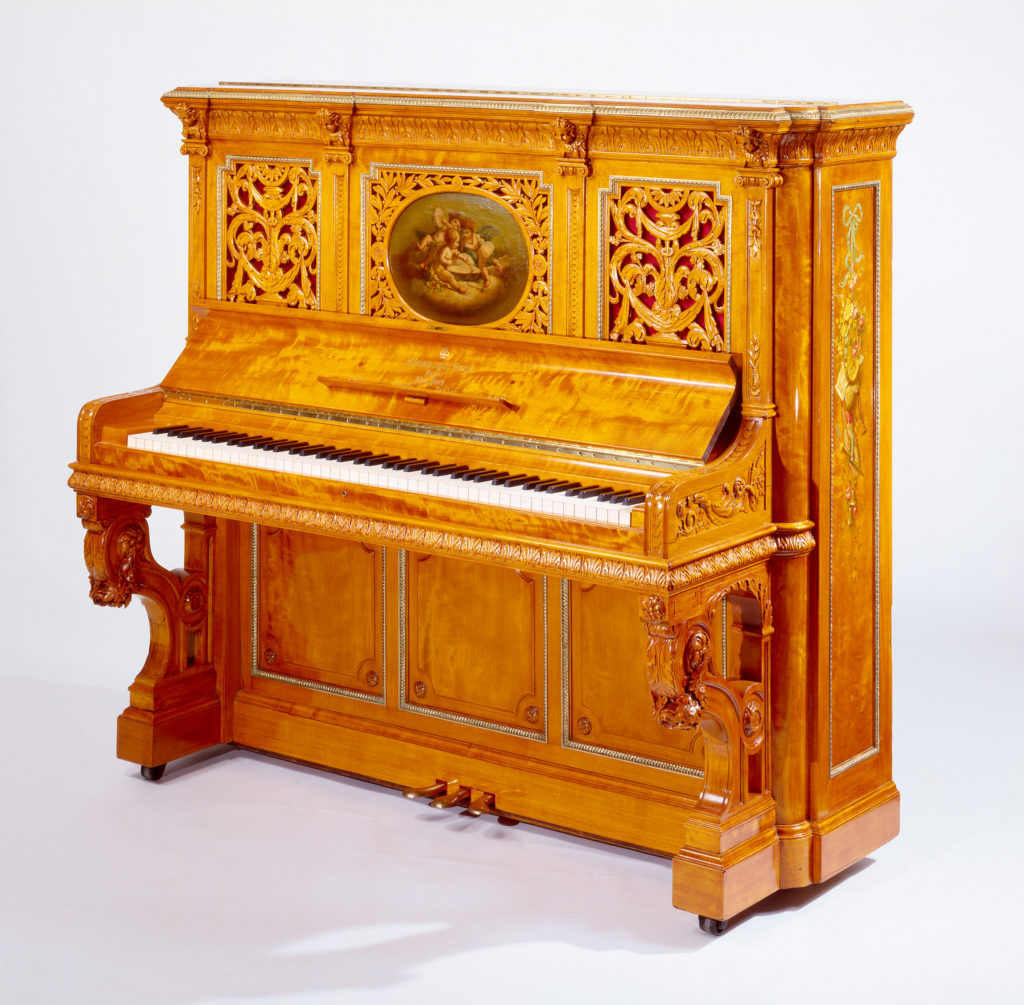 Steinway & Sons Upright Grand Piano, Bleached Mahogany, Rothschild, Pottier & Stymus